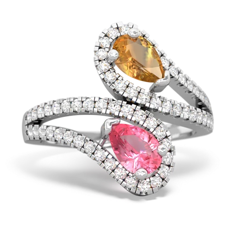 citrine-pink sapphire pave swirls ring