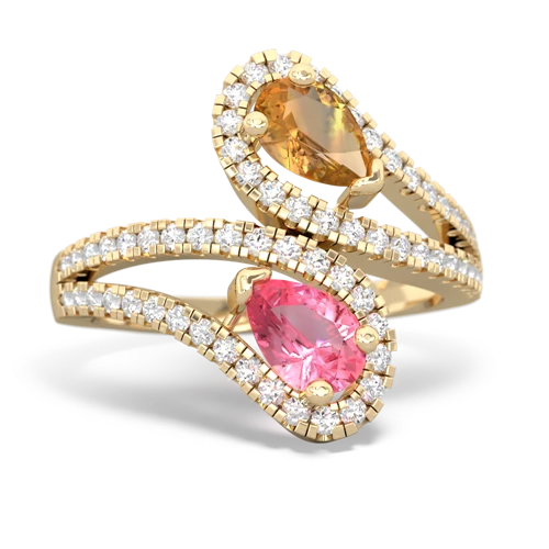 citrine-pink sapphire pave swirls ring