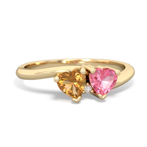 citrine-pink sapphire sweethearts promise ring