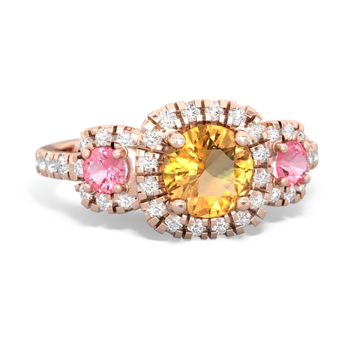 Citrine Genuine Citrine with Lab Created Pink Sapphire and Lab Created Alexandrite Regal Halo ring Ring