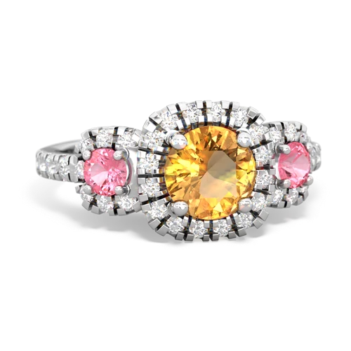 citrine-pink sapphire three stone regal ring