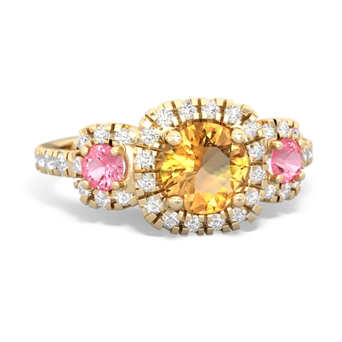 citrine-pink sapphire three stone regal ring