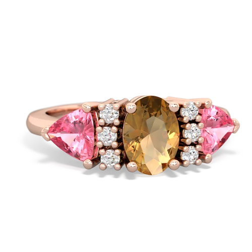 Citrine Genuine Citrine with Lab Created Pink Sapphire and Lab Created Alexandrite Antique Style Three Stone ring Ring