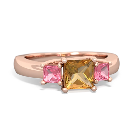 Citrine Genuine Citrine with Lab Created Pink Sapphire and Lab Created Alexandrite Three Stone Trellis ring Ring