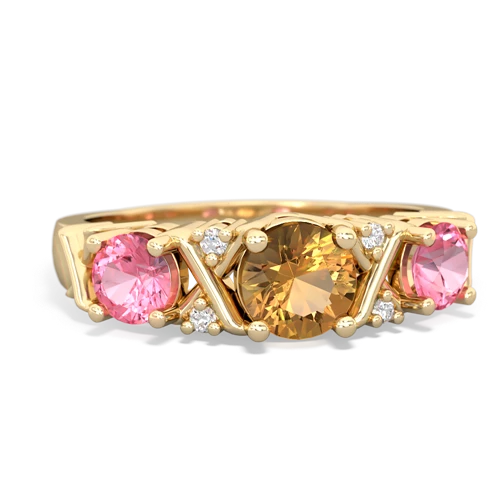 Citrine Genuine Citrine with Lab Created Pink Sapphire and Lab Created Alexandrite Hugs and Kisses ring Ring
