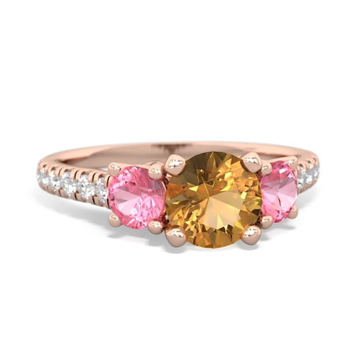 citrine-pink sapphire trellis pave ring