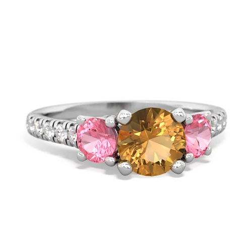 citrine-pink sapphire trellis pave ring
