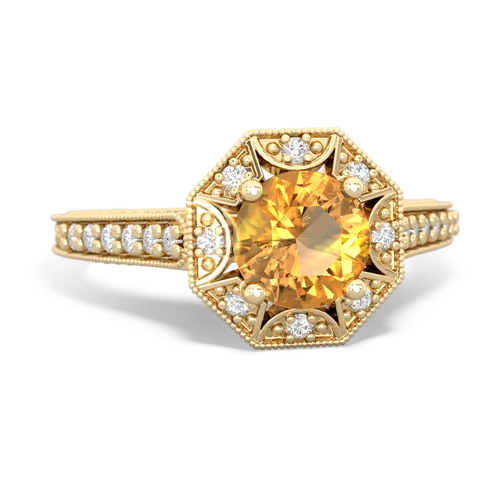 citrine antique hexagon ring