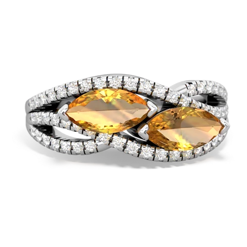 citrine double heart ring