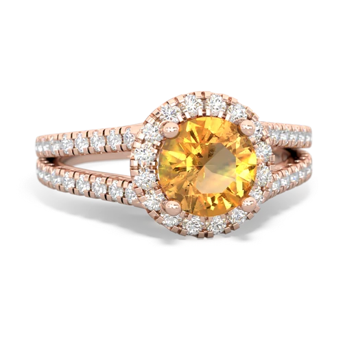 citrine halo pave ring