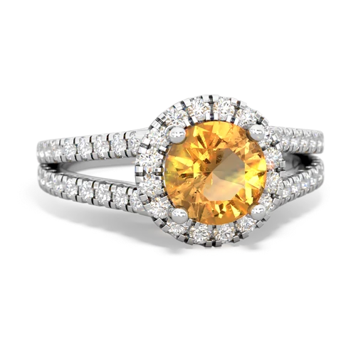 citrine halo pave ring