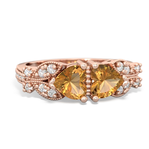 Citrine Diamond Butterflies Genuine Citrine ring Ring