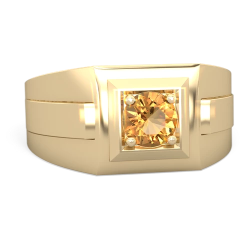 citrine mens round ring