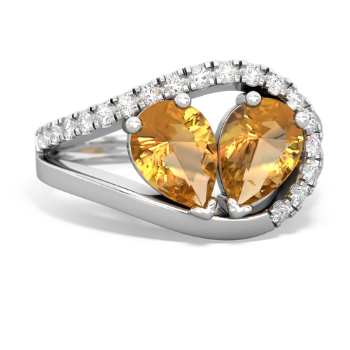 citrine pave heart ring