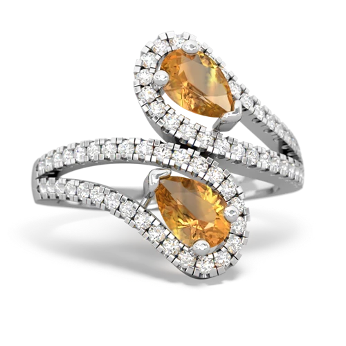 citrine pave swirls ring