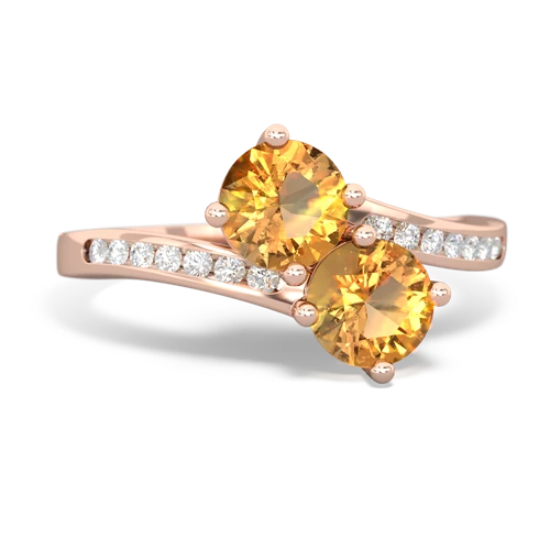 citrine two stone channel ring