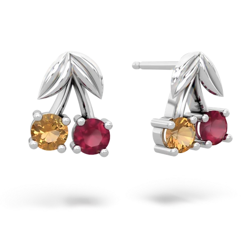 citrine-ruby cherries earrings