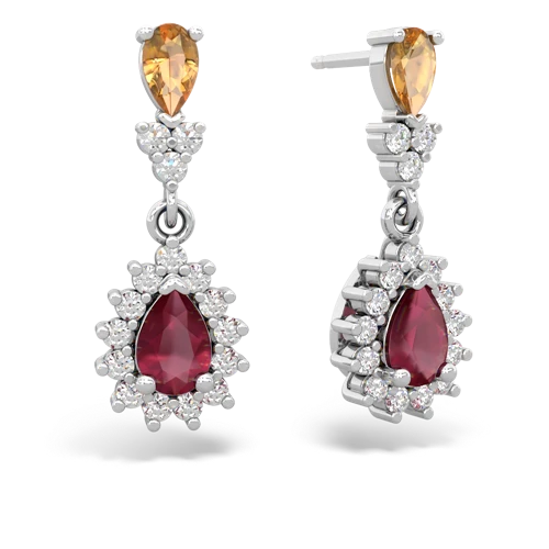 citrine-ruby dangle earrings