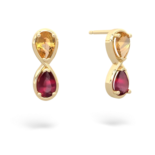 citrine-ruby infinity earrings