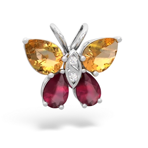 citrine-ruby butterfly pendant