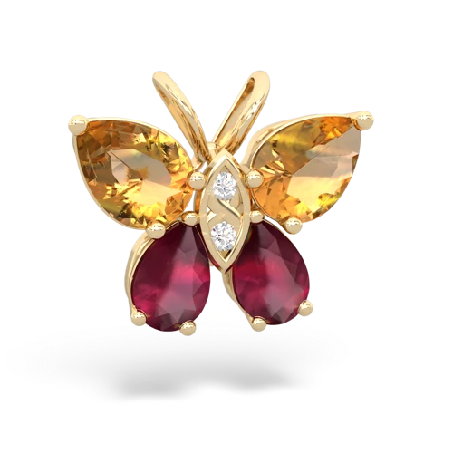 citrine-ruby butterfly pendant