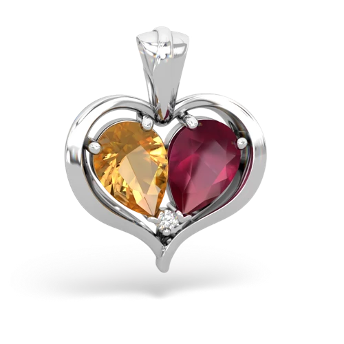 citrine-ruby half heart whole pendant