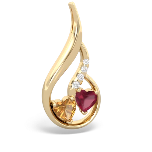 citrine-ruby keepsake swirl pendant