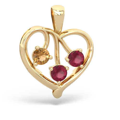 citrine-ruby love heart pendant