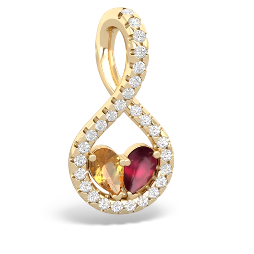 citrine-ruby pave twist pendant