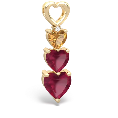 Genuine Citrine with Genuine Ruby and Lab Created Sapphire Past Present Future pendant