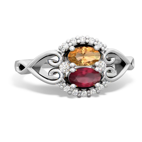 citrine-ruby antique keepsake ring