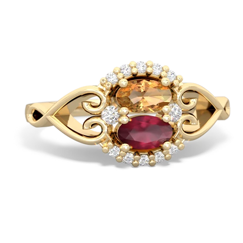 citrine-ruby antique keepsake ring