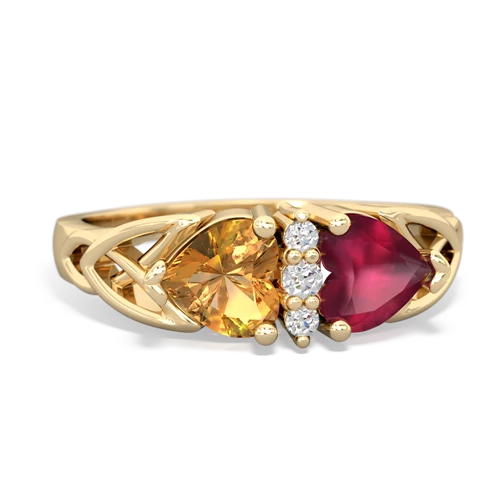 citrine-ruby celtic ring