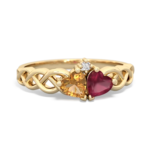 citrine-ruby celtic braid ring