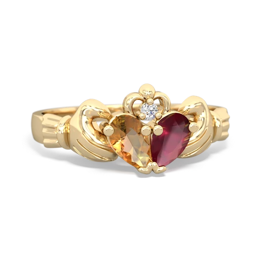 citrine-ruby claddagh ring