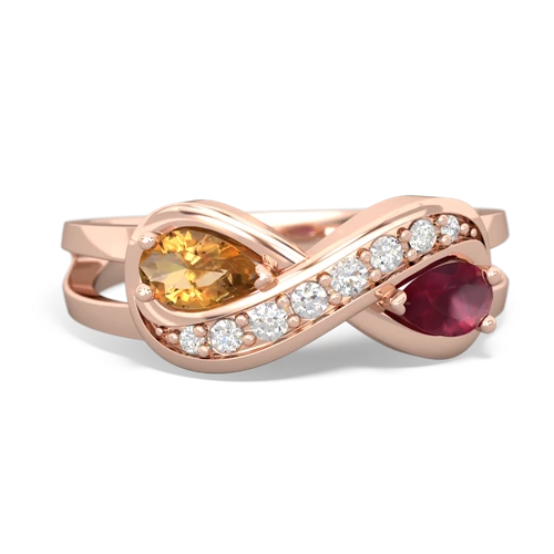 citrine-ruby diamond infinity ring