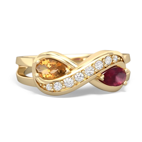 citrine-ruby diamond infinity ring