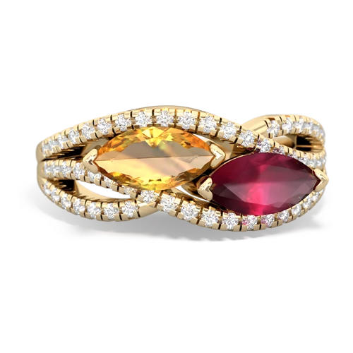 Citrine Genuine Citrine with Genuine Ruby Diamond Rivers ring Ring