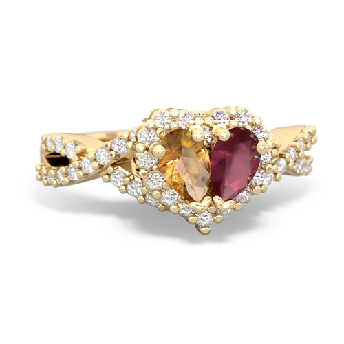 citrine-ruby engagement ring