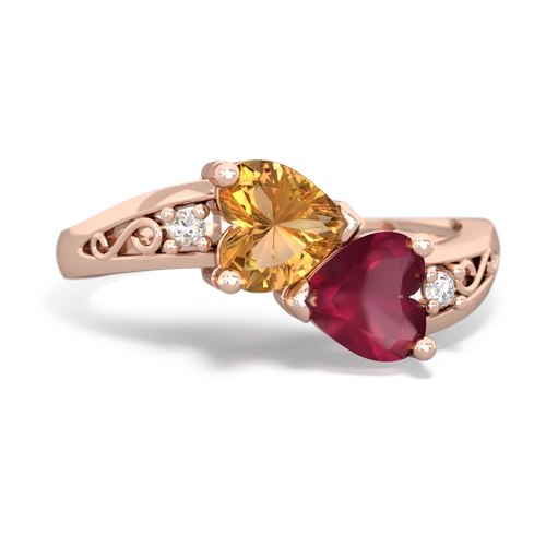 citrine-ruby filligree ring