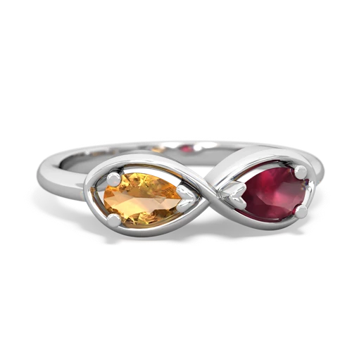 citrine-ruby infinity ring