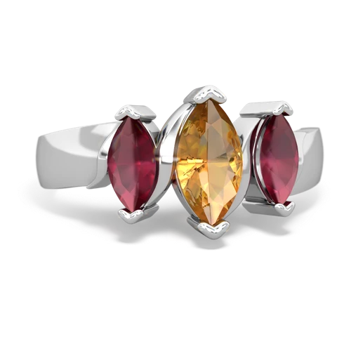 Citrine Genuine Citrine with Genuine Ruby and Genuine Opal Three Peeks ring Ring