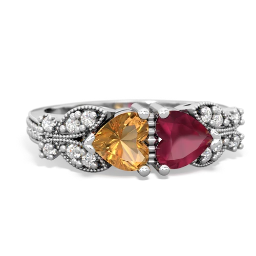 citrine-ruby keepsake butterfly ring