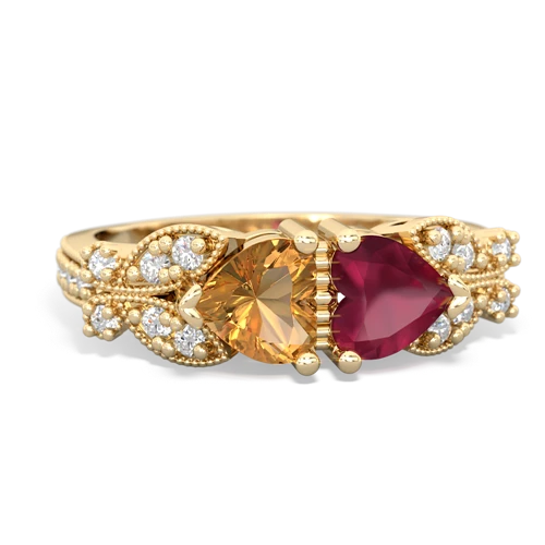 citrine-ruby keepsake butterfly ring