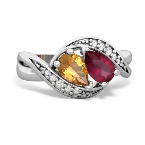 Citrine Genuine Citrine with Genuine Ruby Summer Winds ring Ring