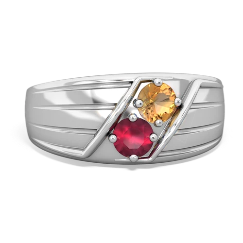 citrine-ruby mens ring