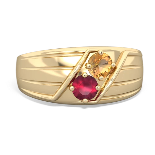 citrine-ruby mens ring