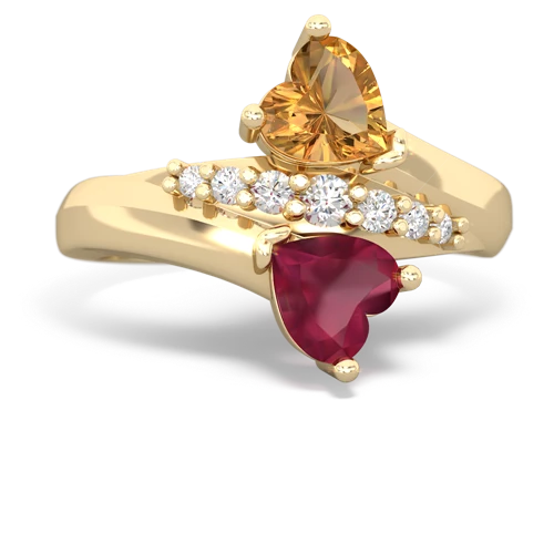 citrine-ruby modern ring