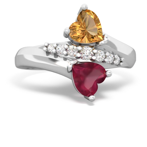 citrine-ruby modern ring