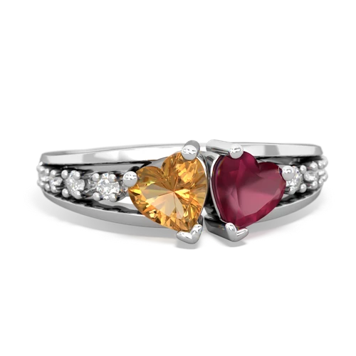 citrine-ruby modern ring